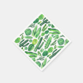 Groene cactus. Waterverf botanisch. cactuspatroon Servet (Hoek)