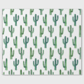 Groene cactus waterverf Botanisch patroon Modern Cadeaupapier (Vlak)