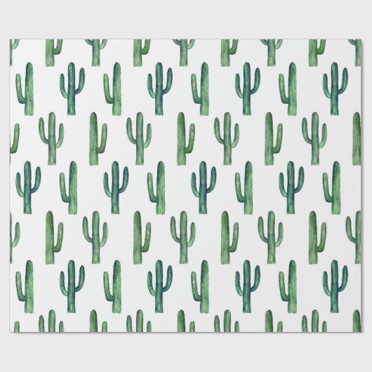 Groene cactus waterverf Botanisch patroon Modern Cadeaupapier (Vlak)