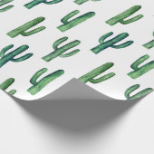 Groene cactus waterverf Botanisch patroon Modern Cadeaupapier (Hoek)