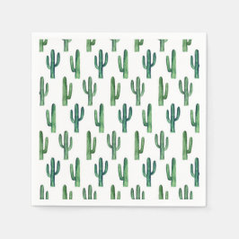 Groene cactus. Waterverf cactussen. Botanisch mode Servet