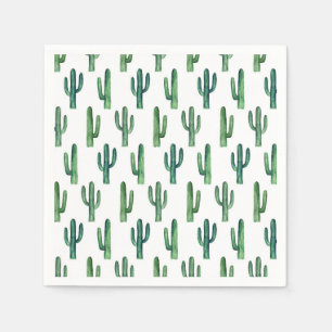 Groene cactus. Waterverf cactussen. Botanisch mode Servet