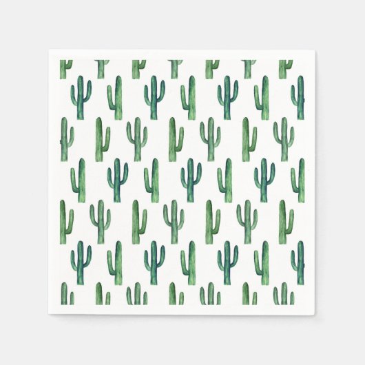 Groene cactus. Waterverf cactussen. Botanisch mode Servet (Voorkant)