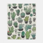 Groene Cactuspatroon Dekbed Fleece Deken (Voorkant)