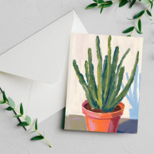 Groene Cactussen Plant Watercolor Schilderij Kaart