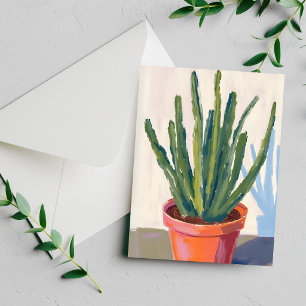 Groene Cactussen Plant Watercolor Schilderij Kaart