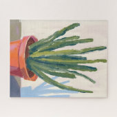 Groene Cactussen Plant Watercolor Schilderij Legpuzzel (Horizontaal)