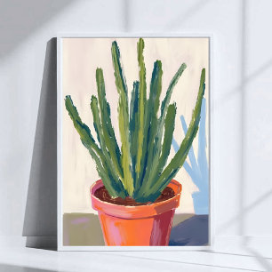Groene Cactussen Plant Watercolor Schilderij Poster