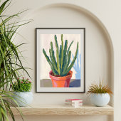 Groene Cactussen Plant Watercolor Schilderij Poster