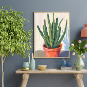 Groene Cactussen Plant Watercolor Schilderij Poster