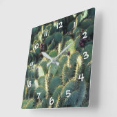 Groene cactussen vierkante klok (Hoek)