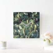 Groene cactussen vierkante klok (Huis)