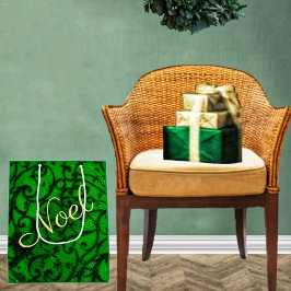 Groene cadeautaszak met krulwerk medium cadeauzakje