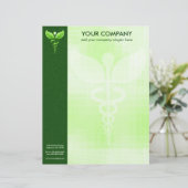 Groene Caduceus Alternatief Geneeskunde Symbool Fo Custom Briefhoofd (Staand voorkant)