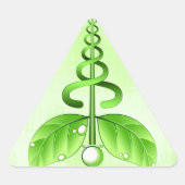Groene Caduceus Alternatieve Geneeskunde Driehoeki Sticker (Voorkant)