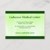 Groene Caduceus Alternatieve Geneeskunde Licht Gro Visitekaartje (Achterkant)