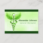 Groene Caduceus Alternatieve Geneeskunde Licht Gro Visitekaartje (Voorkant)