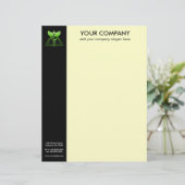 Groene Caduceus Alternatieve Geneeskunde Zwart Crè Briefhoofd Ontwerp (Staand voorkant)