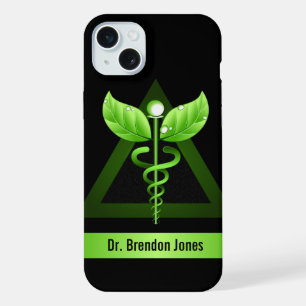 Groene Caduceus Natuurlijke Therapie Holistische G iPhone 15 Plus Case