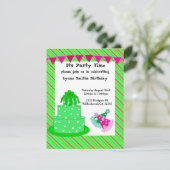 Groene Cake and Party Petten Birthday Invitation Kaart (Staand voorkant)