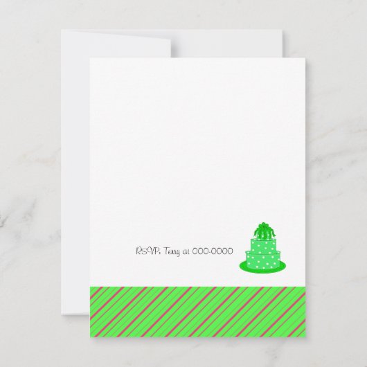 Groene Cake and Party Petten Birthday Invitation Kaart (Achterkant)
