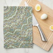 Groene caleidoscoop theedoek (Quarter Fold)