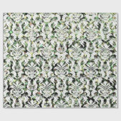 Groene Cali Mint Witte Metallic Damask Sequin Cadeaupapier (Vlak)