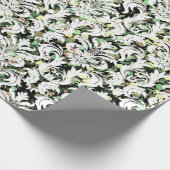 Groene Cali Mint Witte Metallic Damask Sequin Cadeaupapier (Hoek)
