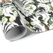 Groene Cali Mint Witte Metallic Damask Sequin Cadeaupapier (Rol Hoek)