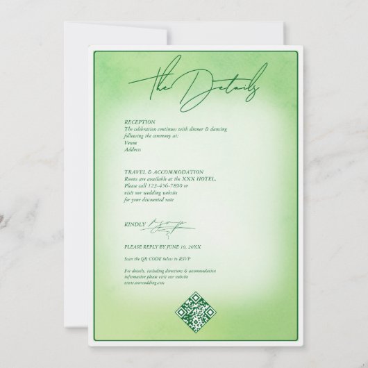 Groene Calla Lelie Budget Zomer All In One Trouwen Kaart (Achterkant)