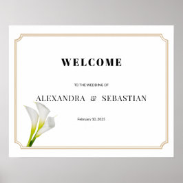 Groene Calla Lily Huwelijks Welkomstbord Poster