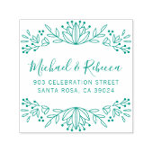 Groene Calligrafie Namen Trouw Retouradres Zelfinktende Stempel (Design)