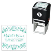 Groene Calligrafie Namen Trouw Retouradres Zelfinktende Stempel (In situ)