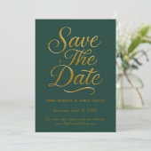 Groene Calligraphy Save the Date Kaart (Staand voorkant)