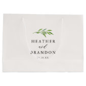 Groene Calligraphy Trouw Welkom Gift Zak Groot Cadeauzakje (Achterkant)