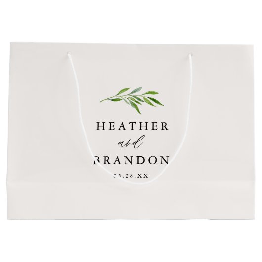 Groene Calligraphy Trouw Welkom Gift Zak Groot Cadeauzakje (Achterkant)