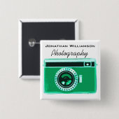 Groene camera Fotografie Vierkante Button 5,1 Cm (Voorkant /achterkant)
