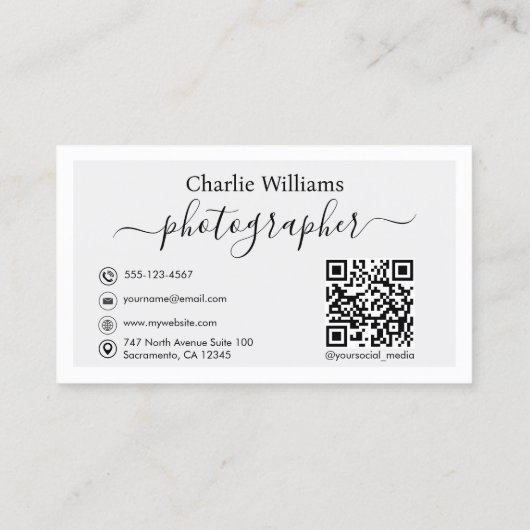 Groene  Camera Kunst, Fotograaf Visitekaartje (Achterkant)