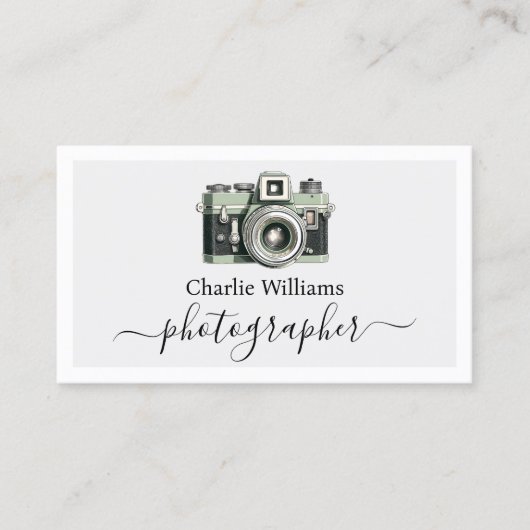 Groene  Camera Kunst, Fotograaf Visitekaartje (Voorkant)