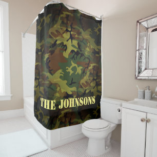 Groene Cammo Douchegordijn