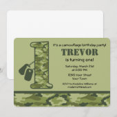 Groene Camo 1st Birthday Kaart (Voorkant / Achterkant)