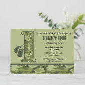Groene Camo 1st Birthday Kaart (Staand voorkant)
