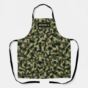 Groene Camo-aangepaste naam Schort