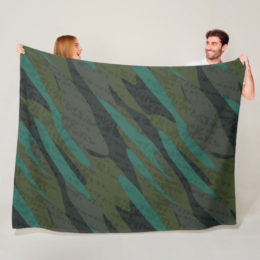 Groene Camo Abstract Fleece Deken (In situ)