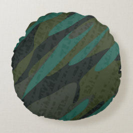 Groene Camo Abstract Rond Kussen