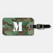 Groene Camo Bagagelabel met wit monogram (Voorkant horizontaal)