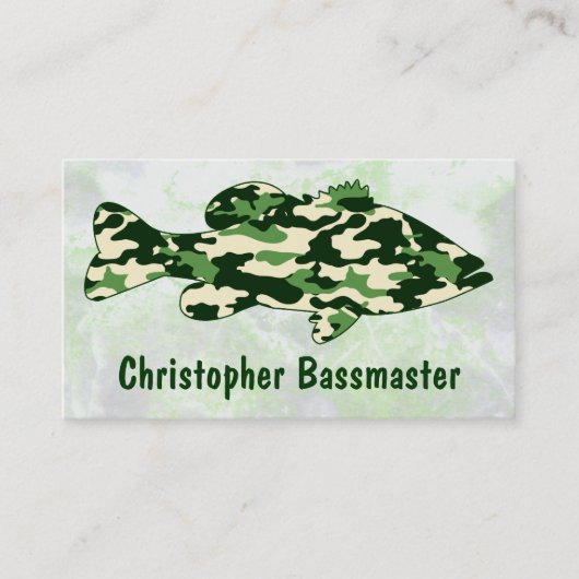 Groene Camo Bass Vist sjabloon Visitekaartje (Voorkant)