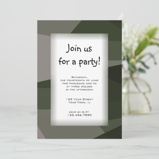 Groene Camo Blok Alle Uitnodiging van de Partij va (Staand voorkant)