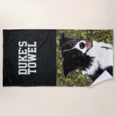 Groene Camo Border Collie Animal Name Pet Strandlaken (Voorkant)