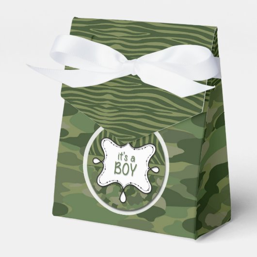 Groene Camo Boy Baby shower Favor Box Bedankdoosjes (Voorkant Zijde)